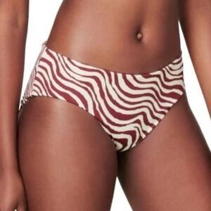 Andie Swim The Hipster Bikini Bottom Bias Stripe Truffle Women's Size Small NWT